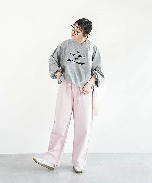 SOLAMONAT（ソラモナ）の「パフ天竺　裾ヒモ長袖プリント so many（Tシャツ/カットソー・レディース・ホワイト×ブラック/杢グレー/ホワイト×グレー/ブラック・FREE）」の18枚目の写真