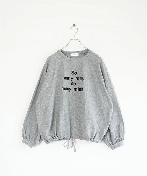 SOLAMONAT（ソラモナ）の「パフ天竺　裾ヒモ長袖プリント so many（Tシャツ/カットソー・レディース・ホワイト×ブラック/杢グレー/ホワイト×グレー/ブラック・FREE）」の19枚目の写真