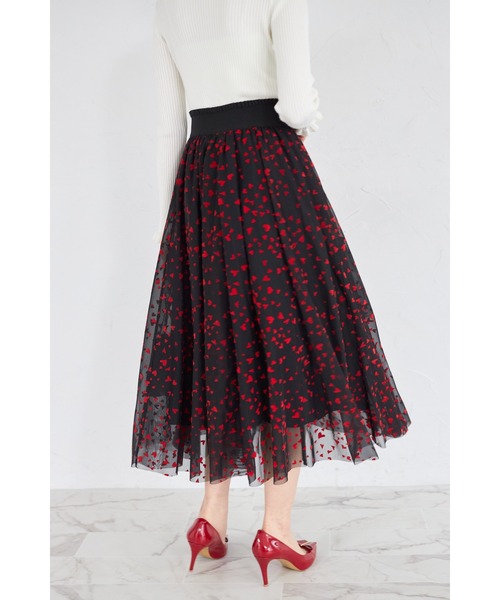 tocco closet(トッコ クローゼット)の「ハート&ドットアソートフロッキーチュールフレアスカート(スカート・レディース・チャコールグレー/アイボリー/ブラック・M)」の10枚目の写真