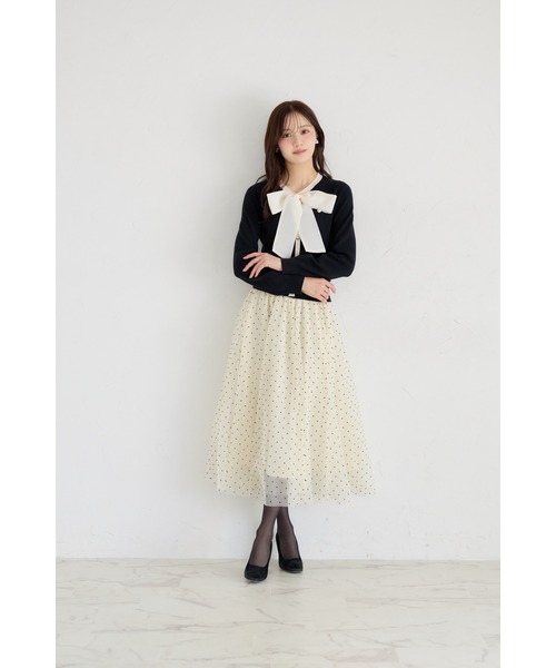 tocco closet(トッコ クローゼット)の「ハート&ドットアソートフロッキーチュールフレアスカート(スカート・レディース・チャコールグレー/アイボリー/ブラック・M)」の11枚目の写真