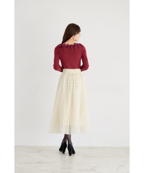 tocco closet(トッコ クローゼット)の「ハート&ドットアソートフロッキーチュールフレアスカート(スカート・レディース・チャコールグレー/アイボリー/ブラック・M)」の15枚目の写真