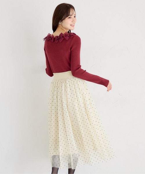 tocco closet(トッコ クローゼット)の「ハート&ドットアソートフロッキーチュールフレアスカート(スカート・レディース・チャコールグレー/アイボリー/ブラック・M)」の17枚目の写真