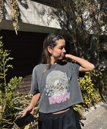 ISLAND LIFE/ロキシーヴィンテージライクショート丈半袖Tシャツ