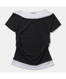 PLACE STUDIO（プレイススタジオ）の「シースルーダブルレイヤードピンタックスリムフィット半袖スリーブTシャツ_3COLOR（Tシャツ/カットソー）」