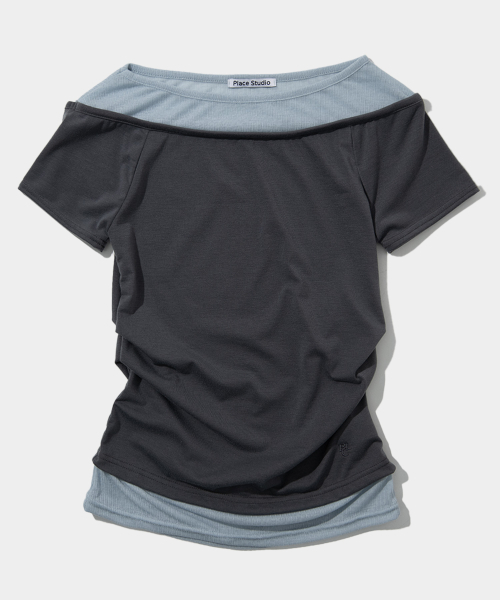PLACE STUDIO(プレイススタジオ)の「シースルーダブルレイヤードピンタックスリムフィット半袖スリーブTシャツ_3COLOR(Tシャツ/カットソー・レディース・ブルー/ブラック/グレー・FREE)」の11枚目の写真