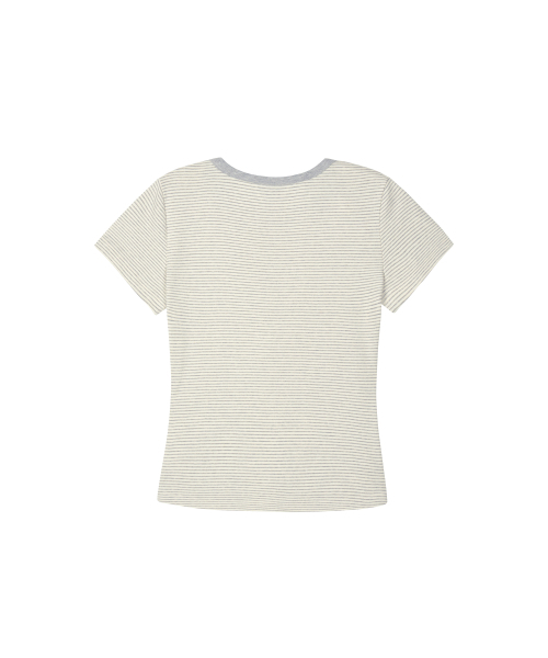 1993STUDIO(1993スタジオ)の「WストライプソフトTシャツ_アイボリー(Tシャツ/カットソー・レディース・その他・SMALL/MEDIUM/LARGE)」の3枚目の写真