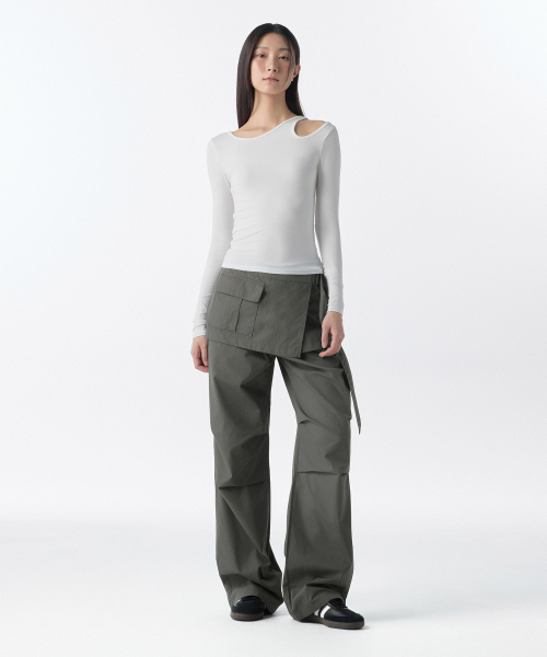 MUSINSA STANDARD WOMAN（ムシンサスタンダードウーマン）の「ウィメンズラップスカートパラシュートパンツ[カーキ]（その他パンツ・レディース・その他・30/24/26/28）」の3枚目の写真