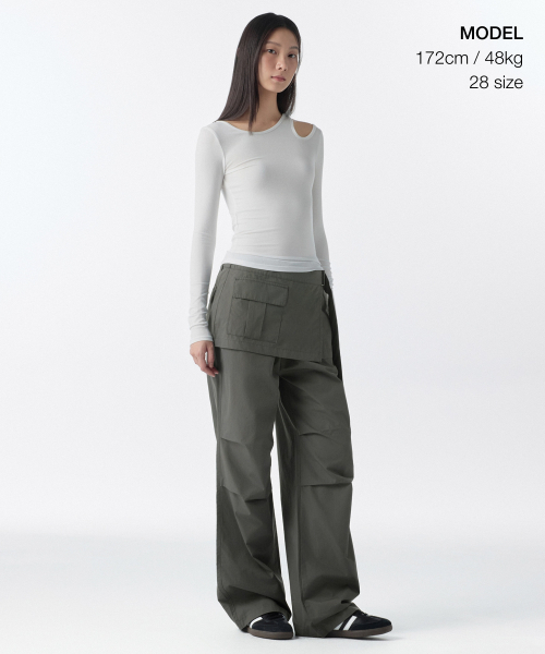 MUSINSA STANDARD WOMAN（ムシンサスタンダードウーマン）の「ウィメンズラップスカートパラシュートパンツ[カーキ]（その他パンツ・レディース・その他・30/24/26/28）」の4枚目の写真