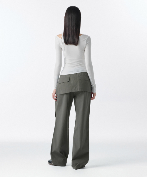 MUSINSA STANDARD WOMAN（ムシンサスタンダードウーマン）の「ウィメンズラップスカートパラシュートパンツ[カーキ]（その他パンツ・レディース・その他・30/24/26/28）」の5枚目の写真