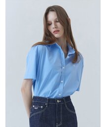 SALT AND CHOCOLATE（ソルトアンドチョコレート）の「SAC Logo Overfit Wrinkle Free Half Shirt Sky Blue 4W2327001（シャツ/ブラウス）」