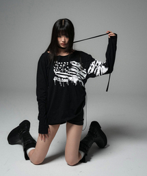 GRAFFITI FLAG LS TEE BLACK