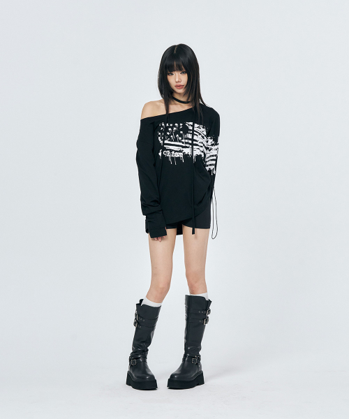 SCHISM INDUCING(スキズムインデューシング)の「GRAFFITI FLAG LS TEE BLACK(Tシャツ/カットソー・レディース・その他・OS)」の9枚目の写真