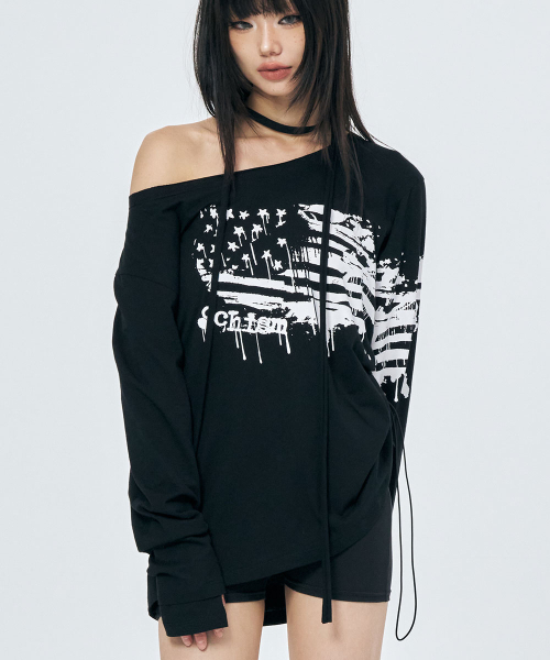 SCHISM INDUCING(スキズムインデューシング)の「GRAFFITI FLAG LS TEE BLACK(Tシャツ/カットソー・レディース・その他・OS)」の11枚目の写真