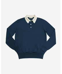 Combination Polo Knit (Blue)
