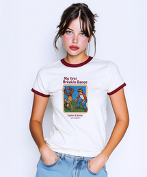 QT8 GARMENTS（キューティーエイトガーメント）の「OC マイファーストブレイキンリンガーW Tシャツ（バーガンディ）（Tシャツ/カットソー）」