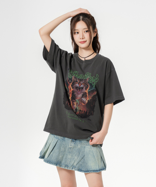 MOZMOZ(モズモズ)の「キトンアタック オーバーサイズ ピグメント 半袖Tシャツ チャコール(Tシャツ/カットソー・レディース・その他・M/XL/XXL)」の3枚目の写真