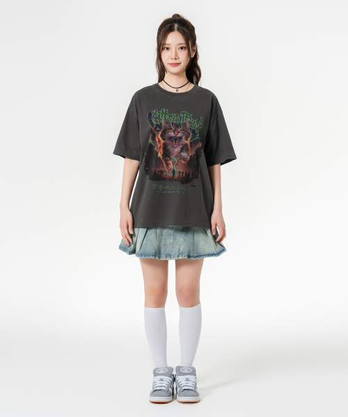 MOZMOZ(モズモズ)の「キトンアタック オーバーサイズ ピグメント 半袖Tシャツ チャコール(Tシャツ/カットソー・レディース・その他・M/XL/XXL)」の4枚目の写真