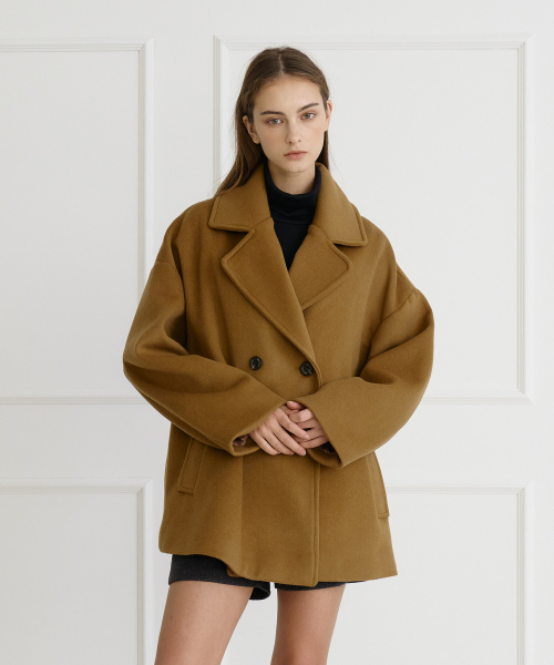 ダブルウールコートキャメル[T44]