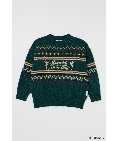 Disney SERIES CREATED by MUS（ディズニーシリーズクリエイテッドバイエムユーエス）の「MD OT FAIR ISLE KN トップス / TINK（ニット/セーター・レディース・オフホワイト/グリーン/ピンク・FREE）」の2枚目の写真