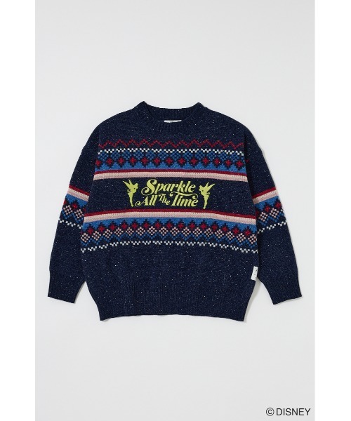 Disney SERIES CREATED by MUS（ディズニーシリーズクリエイテッドバイエムユーエス）の「MD OT FAIR ISLE KN トップス / TINK（ニット/セーター・レディース・オフホワイト/グリーン/ピンク・FREE）」の6枚目の写真