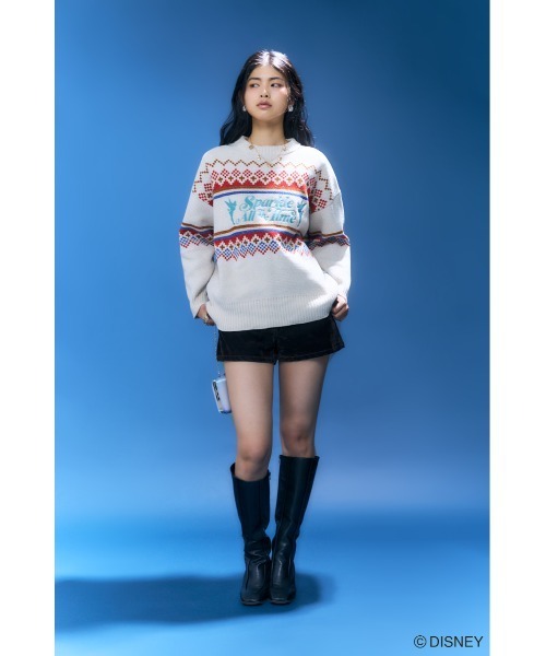 Disney SERIES CREATED by MUS（ディズニーシリーズクリエイテッドバイエムユーエス）の「MD OT FAIR ISLE KN トップス / TINK（ニット/セーター・レディース・オフホワイト/グリーン/ピンク・FREE）」の9枚目の写真