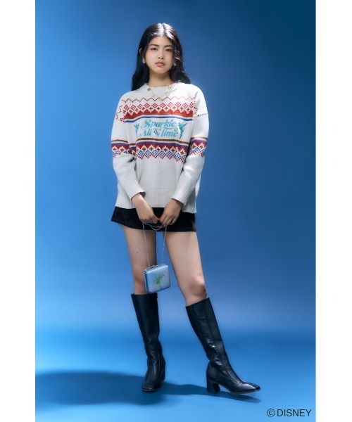 Disney SERIES CREATED by MUS（ディズニーシリーズクリエイテッドバイエムユーエス）の「MD OT FAIR ISLE KN トップス / TINK（ニット/セーター・レディース・オフホワイト/グリーン/ピンク・FREE）」の11枚目の写真