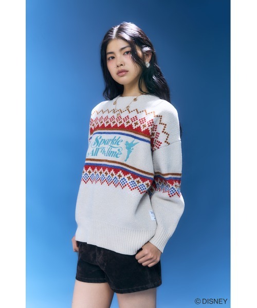 Disney SERIES CREATED by MUS（ディズニーシリーズクリエイテッドバイエムユーエス）の「MD OT FAIR ISLE KN トップス / TINK（ニット/セーター・レディース・オフホワイト/グリーン/ピンク・FREE）」の12枚目の写真