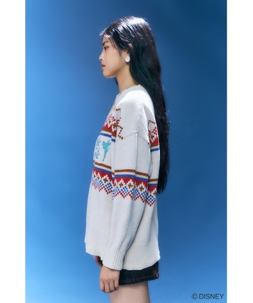 Disney SERIES CREATED by MUS（ディズニーシリーズクリエイテッドバイエムユーエス）の「MD OT FAIR ISLE KN トップス / TINK（ニット/セーター・レディース・オフホワイト/グリーン/ピンク・FREE）」の13枚目の写真