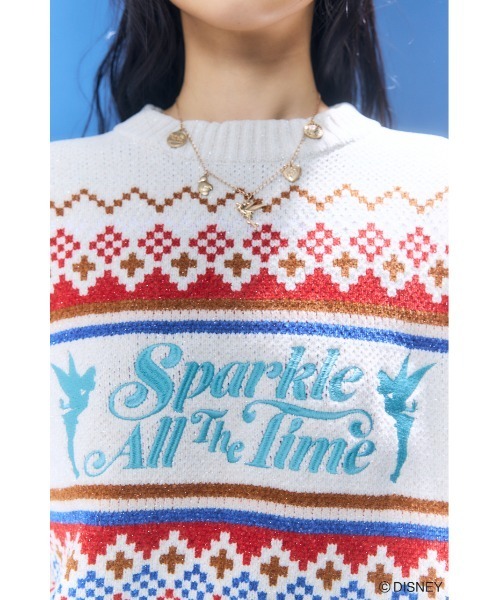 Disney SERIES CREATED by MUS（ディズニーシリーズクリエイテッドバイエムユーエス）の「MD OT FAIR ISLE KN トップス / TINK（ニット/セーター・レディース・オフホワイト/グリーン/ピンク・FREE）」の15枚目の写真