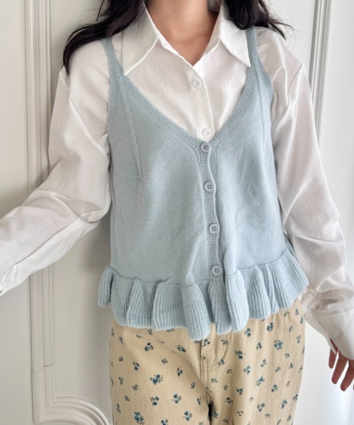 SOLLON.（ソルロン）の「【2点セット】シャツ+裾フリルビスチェ（シャツ/ブラウス・レディース・オフホワイト/ピンク/ライトブルー・FREE）」の15枚目の写真