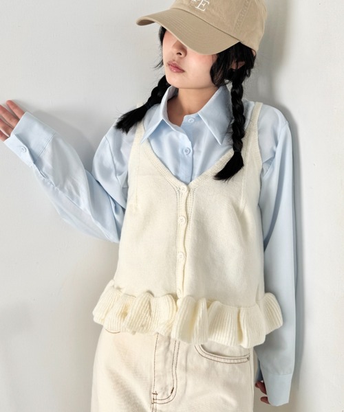 SOLLON.（ソルロン）の「【2点セット】シャツ+裾フリルビスチェ（シャツ/ブラウス・レディース・オフホワイト/ピンク/ライトブルー・FREE）」の19枚目の写真