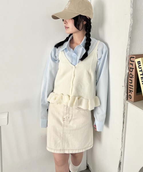 SOLLON.（ソルロン）の「【2点セット】シャツ+裾フリルビスチェ（シャツ/ブラウス・レディース・オフホワイト/ピンク/ライトブルー・FREE）」の20枚目の写真