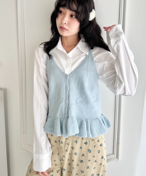 SOLLON.（ソルロン）の「【2点セット】シャツ+裾フリルビスチェ（シャツ/ブラウス・レディース・オフホワイト/ピンク/ライトブルー・FREE）」の13枚目の写真