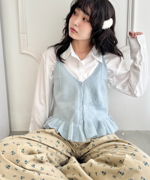 SOLLON.（ソルロン）の「【2点セット】シャツ+裾フリルビスチェ（シャツ/ブラウス・レディース・オフホワイト/ピンク/ライトブルー・FREE）」の14枚目の写真