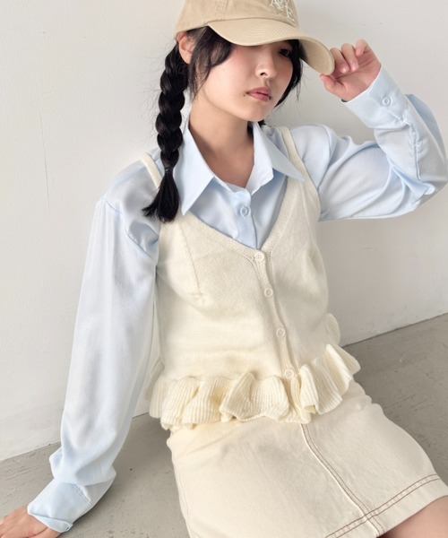 SOLLON.（ソルロン）の「【2点セット】シャツ+裾フリルビスチェ（シャツ/ブラウス・レディース・オフホワイト/ピンク/ライトブルー・FREE）」の21枚目の写真