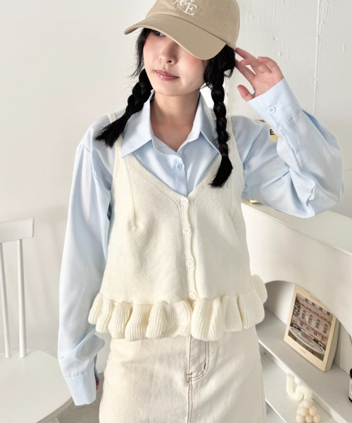 SOLLON.（ソルロン）の「【2点セット】シャツ+裾フリルビスチェ（シャツ/ブラウス・レディース・オフホワイト/ピンク/ライトブルー・FREE）」の18枚目の写真