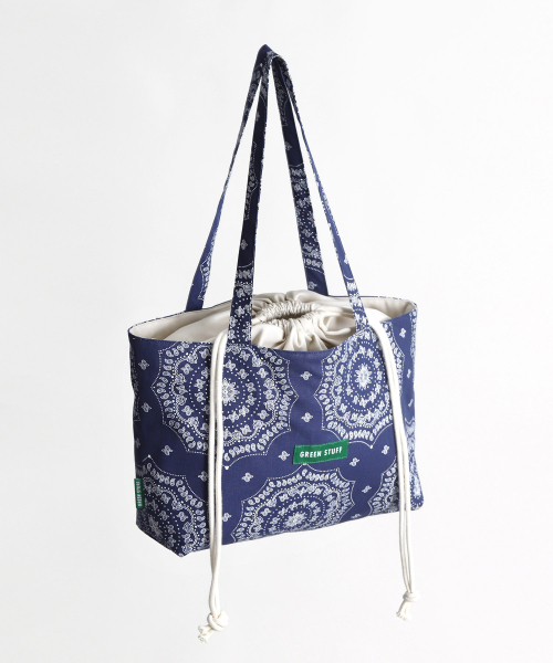 GREEN STUFF(グリーンスタッフ)の「boat string bag 66 paisley - navy M(エコバッグ/サブバッグ・レディース・その他・FREE)」の5枚目の写真