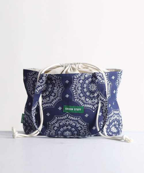 GREEN STUFF(グリーンスタッフ)の「boat string bag 66 paisley - navy M(エコバッグ/サブバッグ・レディース・その他・FREE)」の7枚目の写真