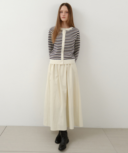 WEDNESDAYOASISFORWOMEN(ウェンズデー オアシス フォー ウーマン)の「スローフレアロングハーフバンディングスカート_CREAM(W25-SK02)(スカート・レディース・クリーム・SMALL/MEDIUM)」の4枚目の写真
