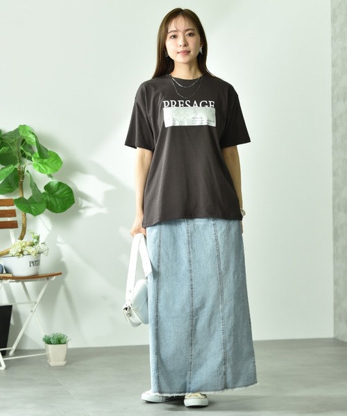 INTERPLANET(インタープラネット)の「【UV・接触冷感】箔プリント&ロゴ入りTシャツ(Tシャツ/カットソー・レディース・ライトベージュ/チャコールグレー/オフホワイト・FREE)」の8枚目の写真