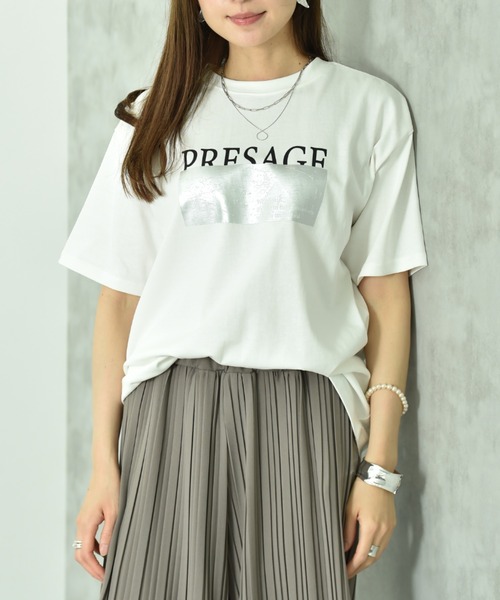 INTERPLANET(インタープラネット)の「【UV・接触冷感】箔プリント&ロゴ入りTシャツ(Tシャツ/カットソー・レディース・ライトベージュ/チャコールグレー/オフホワイト・FREE)」の21枚目の写真