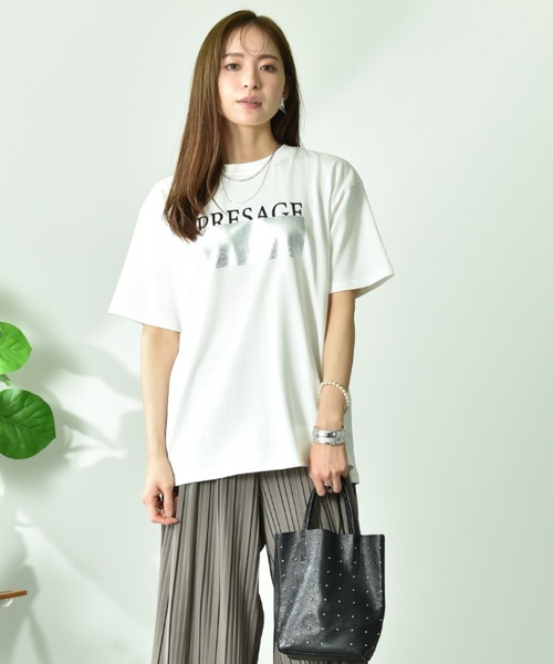 INTERPLANET(インタープラネット)の「【UV・接触冷感】箔プリント&ロゴ入りTシャツ(Tシャツ/カットソー・レディース・ライトベージュ/チャコールグレー/オフホワイト・FREE)」の18枚目の写真