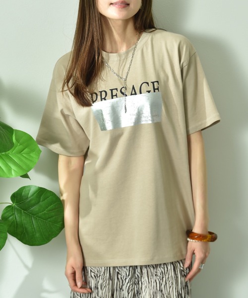 INTERPLANET(インタープラネット)の「【UV・接触冷感】箔プリント&ロゴ入りTシャツ(Tシャツ/カットソー・レディース・ライトベージュ/チャコールグレー/オフホワイト・FREE)」の16枚目の写真