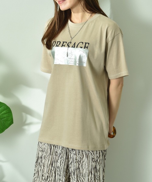 INTERPLANET(インタープラネット)の「【UV・接触冷感】箔プリント&ロゴ入りTシャツ(Tシャツ/カットソー・レディース・ライトベージュ/チャコールグレー/オフホワイト・FREE)」の17枚目の写真