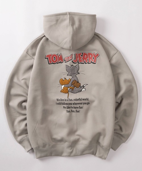 Tom&Jerry(トムアンドジェリー)の「【71】【TOM&JERRY/トムとジェリー】リップルダンボール アップリケ サガラ刺繍 ジップパーカー/メンズ/レディース/ユニセックス(パーカー・レディース・ブラック/チャコールグレー/アッシュグレー/ライトグレー・M/L/XL)」の4枚目の写真