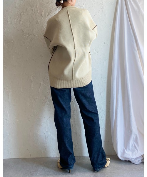 She's Closet(シーズクローゼット)の「配色ボリューム袖ドルマンスリーブオーバーサイズニットプルオーバー(ニット/セーター・レディース・ブラック/アイボリー・FREE)」の18枚目の写真