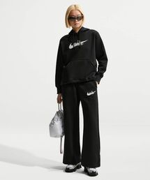 NIKE | ナイキ スポーツウェア フェニックス フリース ウィメンズ ハイウエスト ワイドレッグ ロゴ パンツ / Nike Sportswear Phoenix Fleece Women's High-Waisted Wide-Leg Logo Pants IM9837-010 Black(スウェットパンツ)