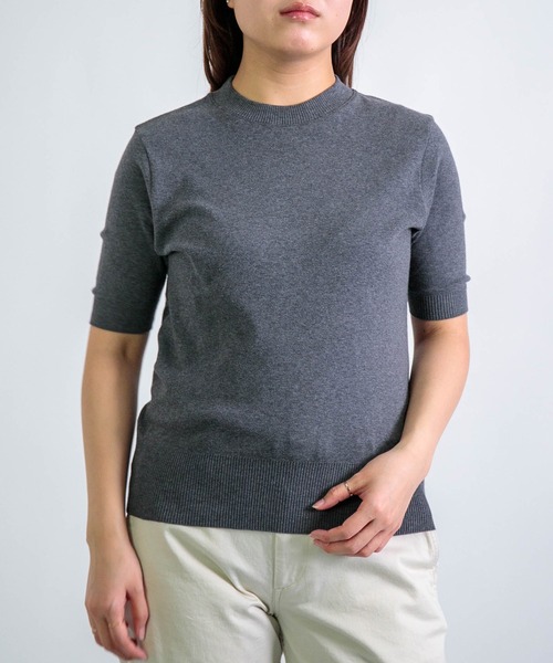 gicipi（ジチピ）の「[gicipi] ARGENTO /クルーネック5分袖 ニットソー（Tシャツ/カットソー・レディース・ブラウン/レッド/ブラック/グレー・1）」の3枚目の写真