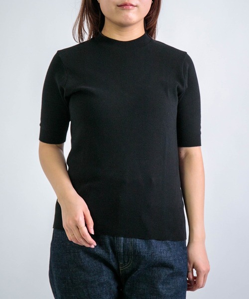 gicipi（ジチピ）の「[gicipi] ARGENTO /クルーネック5分袖 ニットソー（Tシャツ/カットソー・レディース・ブラウン/レッド/ブラック/グレー・1）」の2枚目の写真