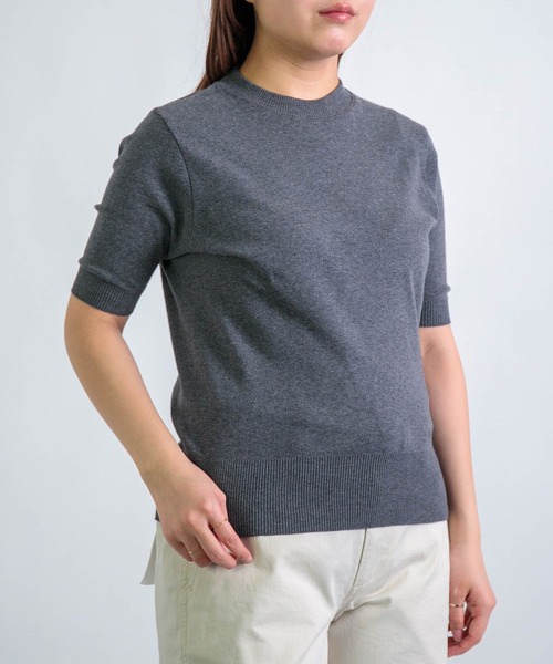 gicipi（ジチピ）の「[gicipi] ARGENTO /クルーネック5分袖 ニットソー（Tシャツ/カットソー・レディース・ブラウン/レッド/ブラック/グレー・1）」の14枚目の写真